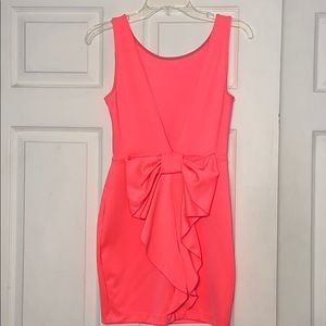 Pink bow back dress